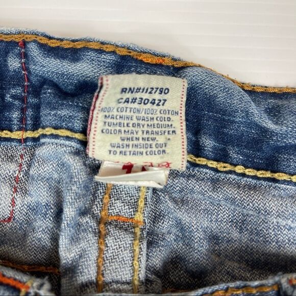 True Religion Rainbow Bobby Destroyed Distressed Jeans Mens 30x33 Denim - Picture 8 of 13